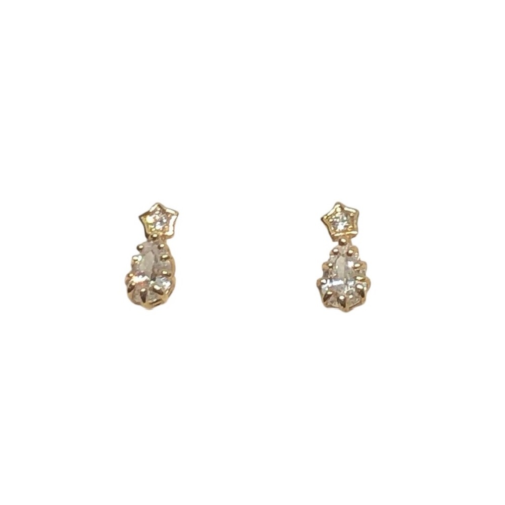 14K Star Drop Stud Earrings